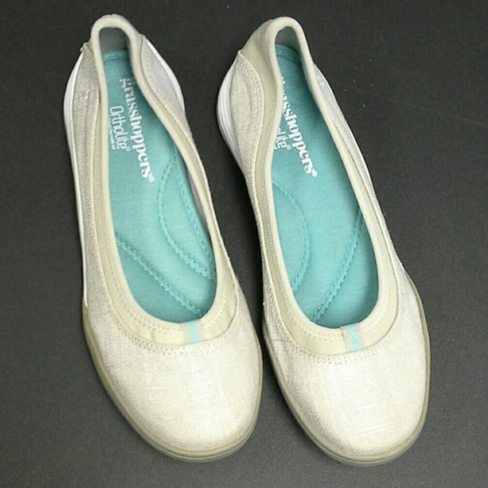 GRASSHOPPERS* linen look mushroom Reveal skimmer flat sneaker shoe sz 8.5